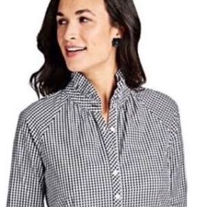 Vineyard Vines Gingham Popover Shirt with Ruffle collar - size 6 - EUC